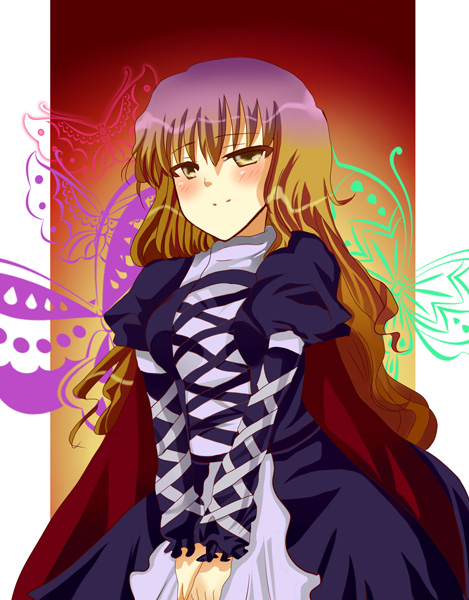 artist_request, cape, dress, gothic_lolita, gradient_hair, hijiri_byakuren, lolita_fashion, long_hair