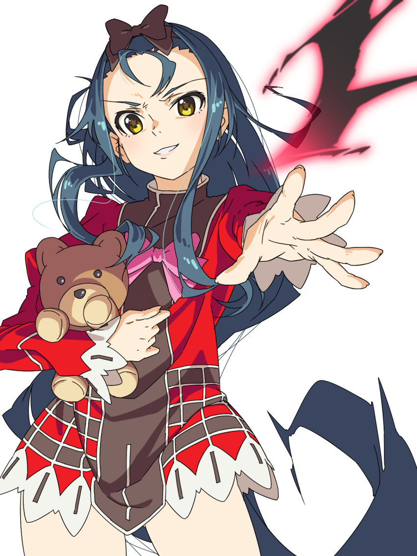 1girl, aura, bow, demon_girl, evil_smile, highres, lilith_(vanpri), littleheart_(bear)