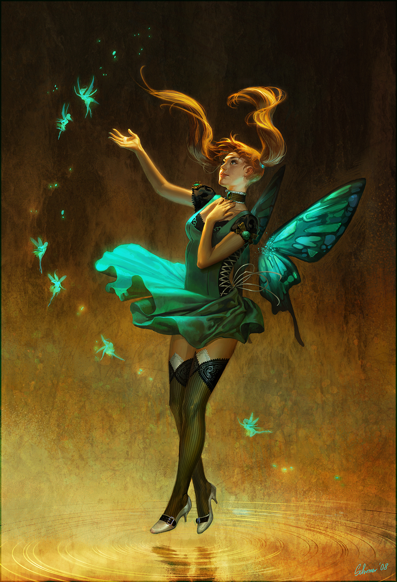 choker, dress, fairy, high_heels, jana_schirmer, janaschi, long_hair, red_hair