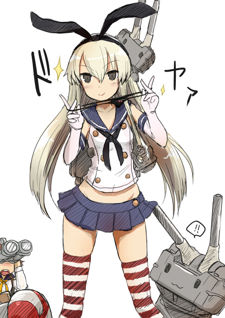 !!, 2girls, :3, anchor_hair_ornament, assisted_exposure, blonde_hair, blue_skirt, blush