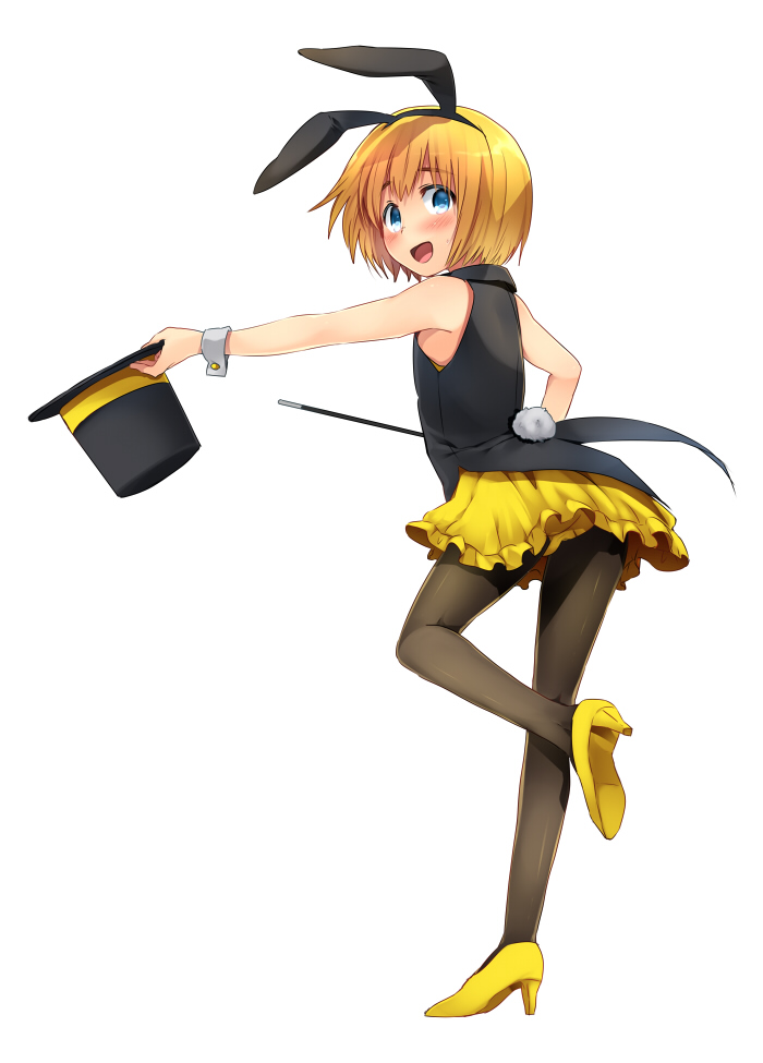 1boy, :d, animal_ears, armin_arlert, bare_shoulders, blonde_hair, blue_eyes, blush
