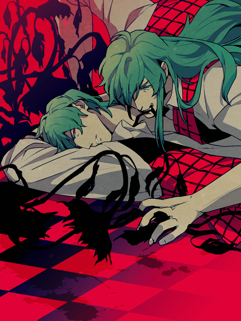 1boy, chikage_(kinokodou), dual_persona, genderswap, green_eyes, green_hair, kazami_yuuka, kazami_yuuka_(pc-98)