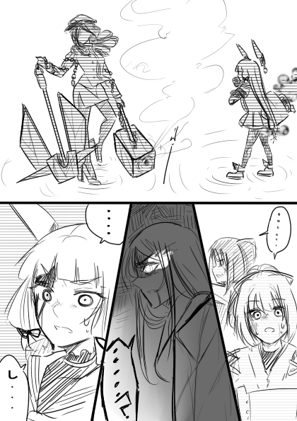 anchor, blood, blood_on_face, chain, comic, female_admiral_(kantai_collection), gensei_ruri, glowing