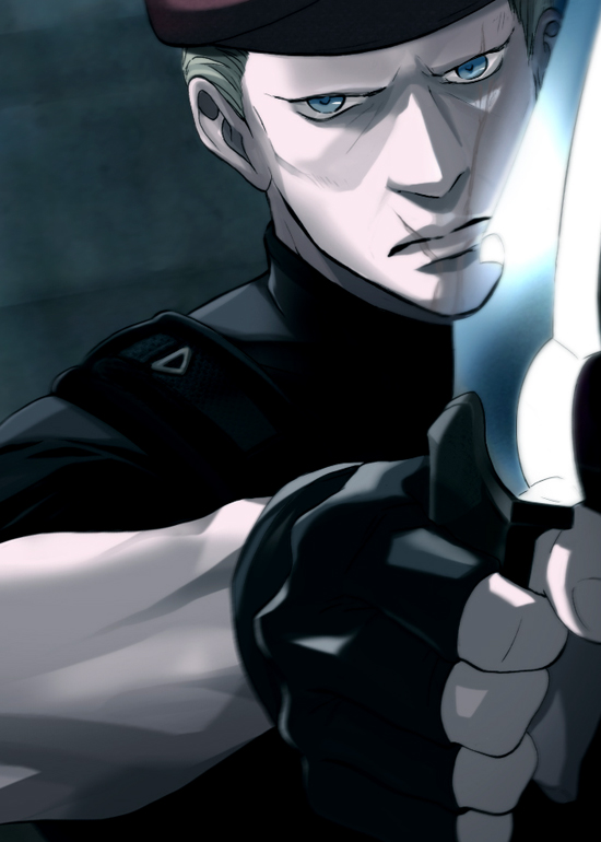1boy, beret, blonde_hair, blue_eyes, chiya_(sere1), fingerless_gloves, gloves, hat