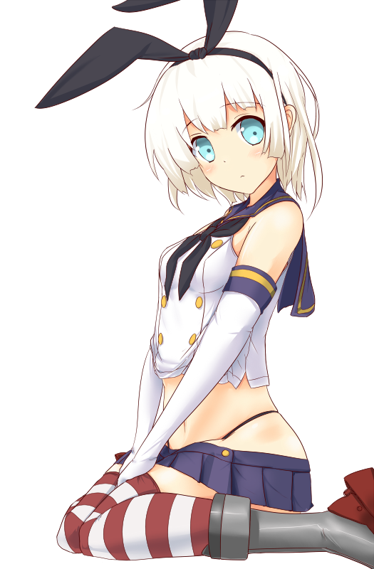 1girl, black_panties, blue_eyes, cosplay, elbow_gloves, gloves, hairband, highleg