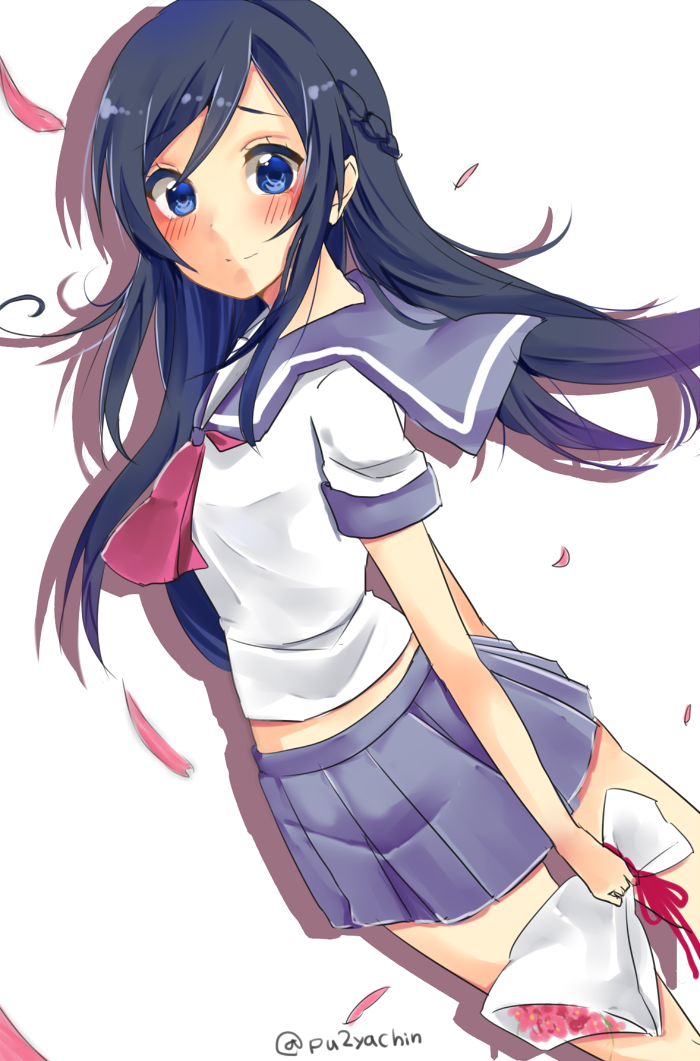 1girl, aragaki_ayase, black_hair, blue_eyes, bouquet, flower, long_hair, ore_no_imouto_ga_konna_ni_kawaii_wake_ga_nai