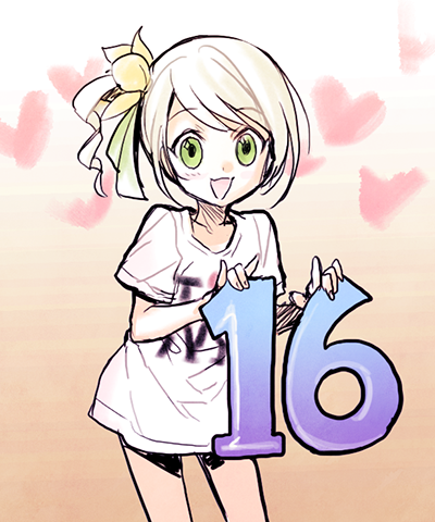 1girl, americano_exodus, blonde_hair, bottomless, green_eyes, heart, lowres, nina_diaz