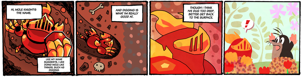 !, 2boys, armor, bone, comic, digging, english, mole_(zdenek_miler)