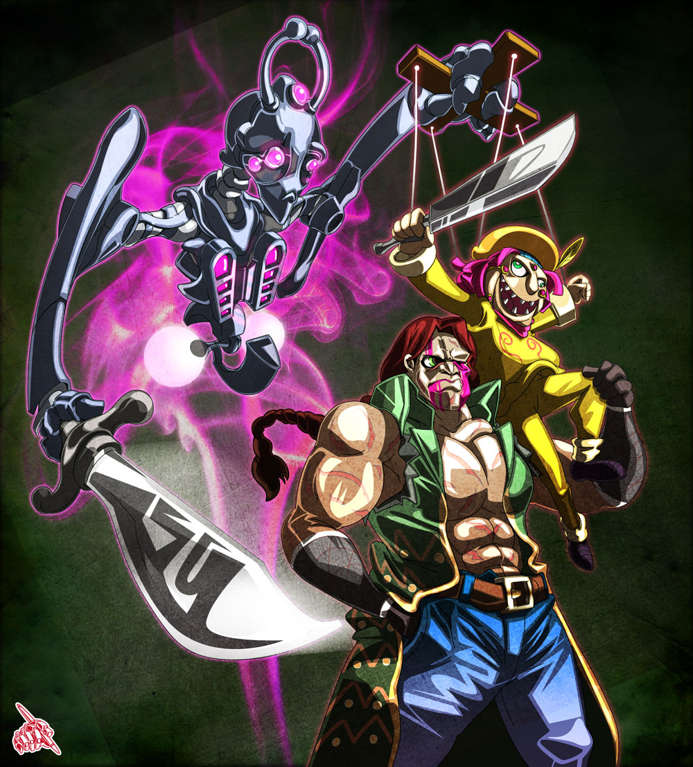 2boys, blood, blood_on_face, devo, doll, ebony_devil, jacket, jojo_no_kimyou_na_bouken
