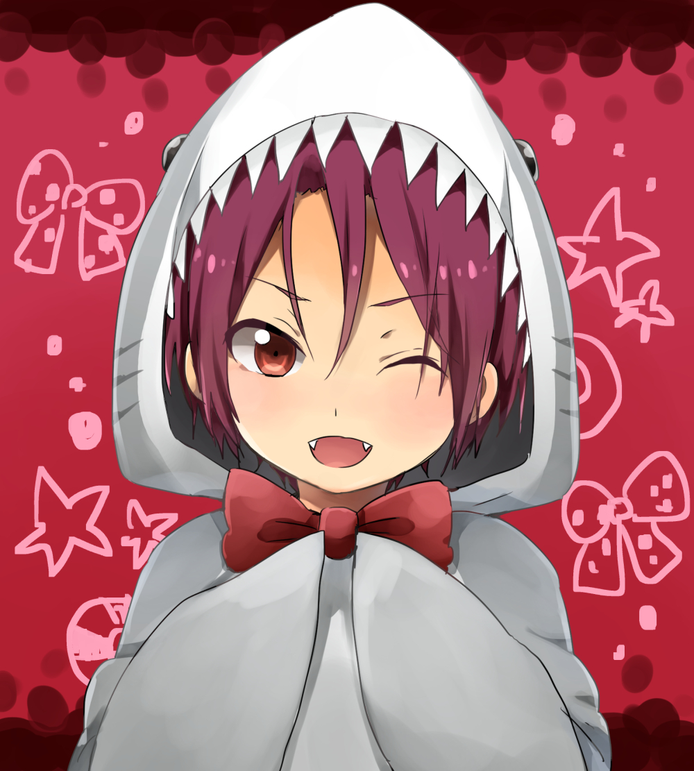 1boy, blush, bowtie, fangs, free!, male, matsuoka_rin, open_mouth