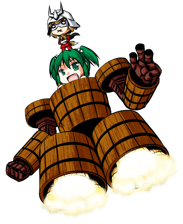 bucket, char_aznable, char_aznable_(cosplay), cosplay, crossover, girl_in_bucket, green_eyes, green_hair