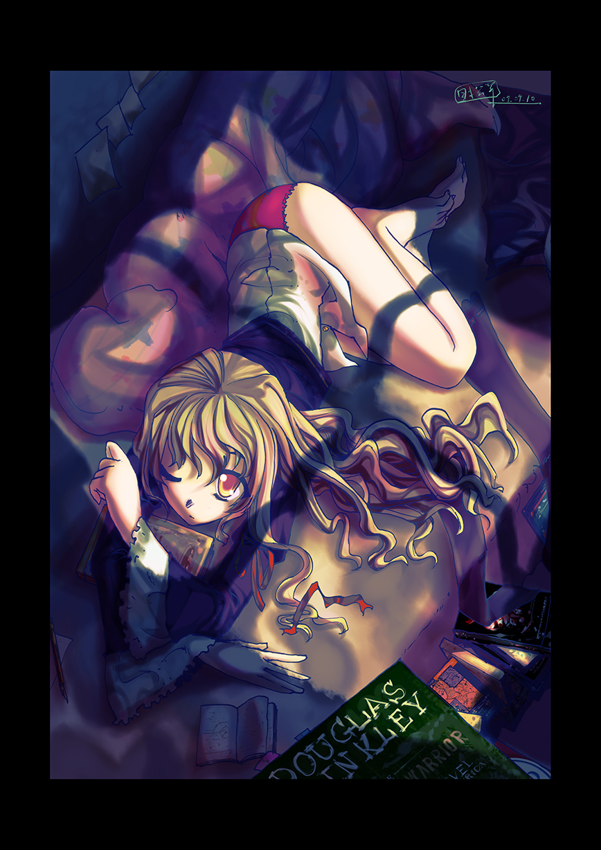 blonde_hair, bottomless, highres, howard19862002, kirisame_marisa, long_hair, nichimatsu_seri, no_pants, panties, touhou, underwear, wink, yellow_eyes