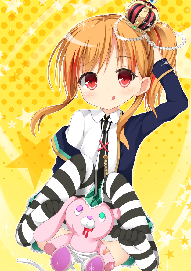 :p, amari_akari, convenient_censoring, girlfriend_(kari), maccha, red_eyes, school_uniform, side_ponytail