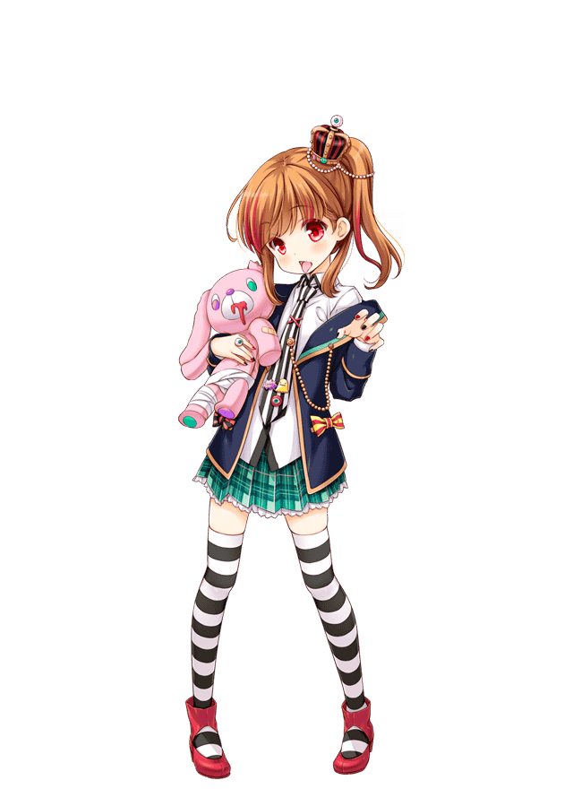 amari_akari, girlfriend_(kari), official_art, qp:flapper, school_uniform, side_ponytail, tagme, thigh-highs, tongue, tongue_out