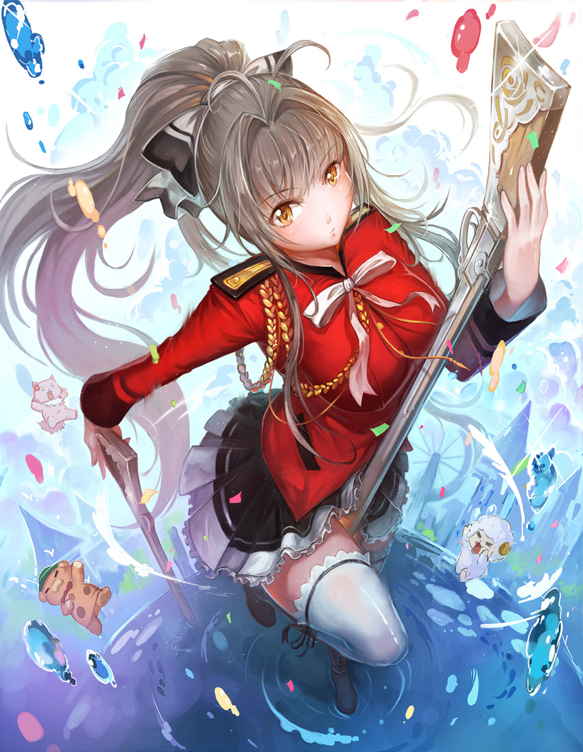 1girl, amagi_brilliant_park, antenna_hair, brown_eyes, brown_hair, frilled_skirt, frills, highres