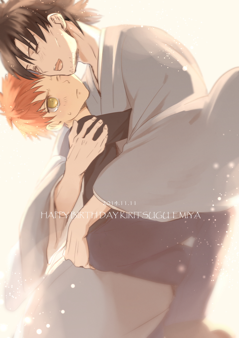 2boys, benibeni, black_hair, emiya_kiritsugu, facial_hair, fate/stay_night, fate/zero, fate_(series)