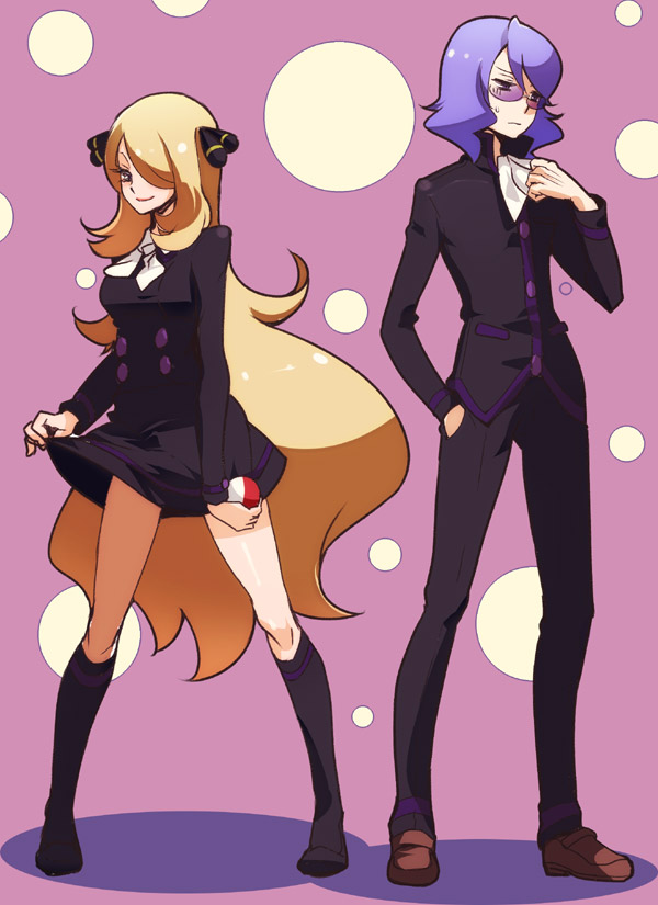 ace_trainer_(pokemon), ace_trainer_(pokemon)_(cosplay), blonde_hair, chorimokki, cravat, glasses, goyou_(pokemon), hair_ornament