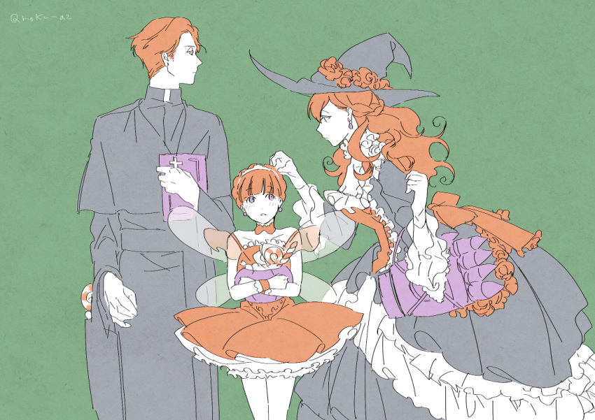 1boy, 2girls, aldnoah.zero, blush, cruhteo, fairy_wings, femieanne, halloween
