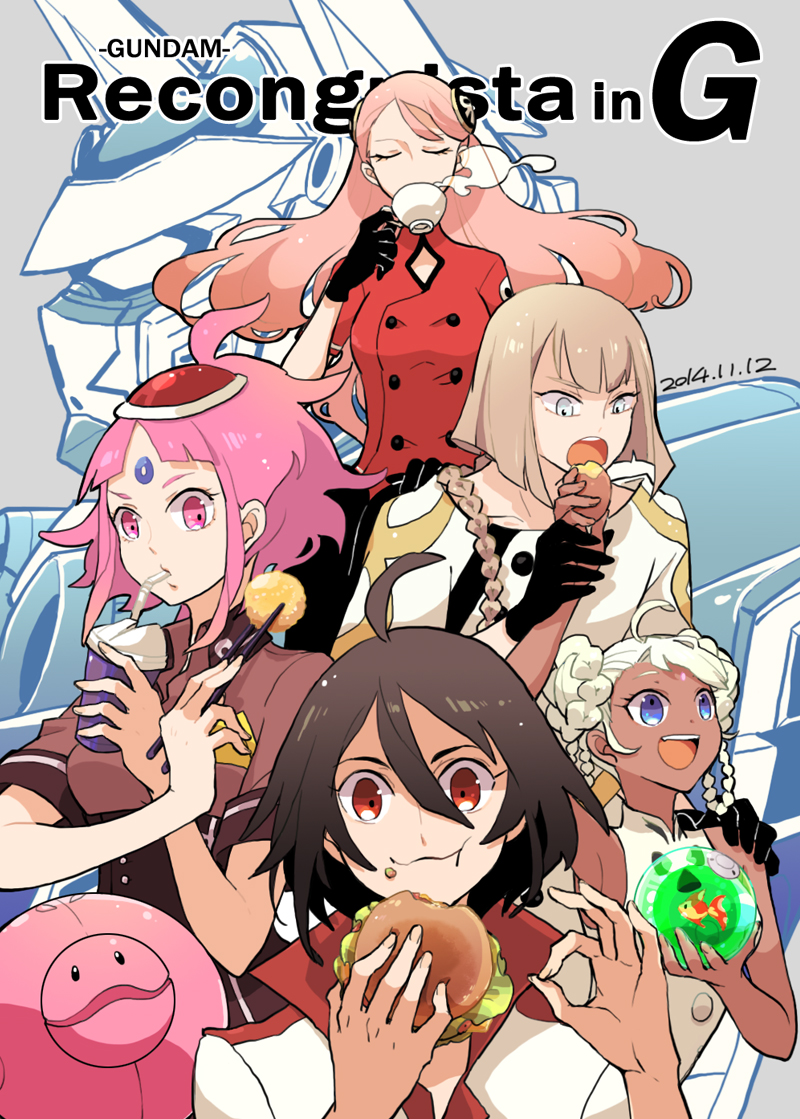 aida_rayhunton, bare_shoulders, bellri_zenam, black_hair, blue_eyes, brown_hair, chikafuji, closed_eyes