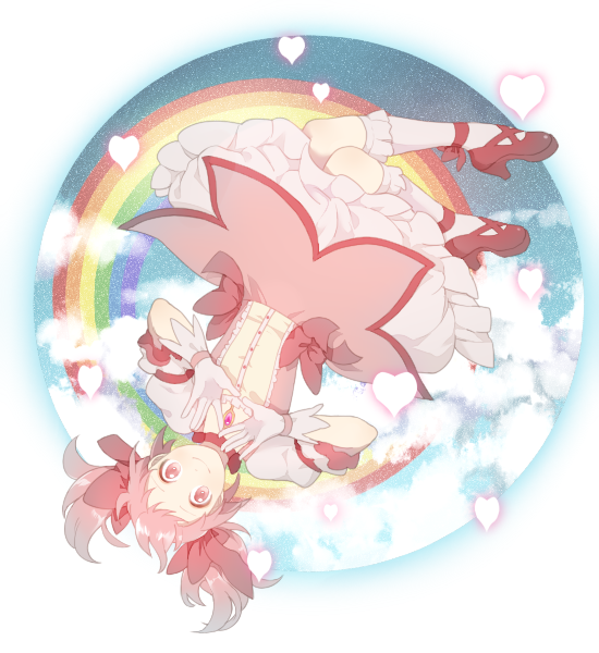 1girl, gloves, heart, high_heels, kaname_madoka, looking_at_viewer, magical_girl, mahou_shoujo_madoka_magica