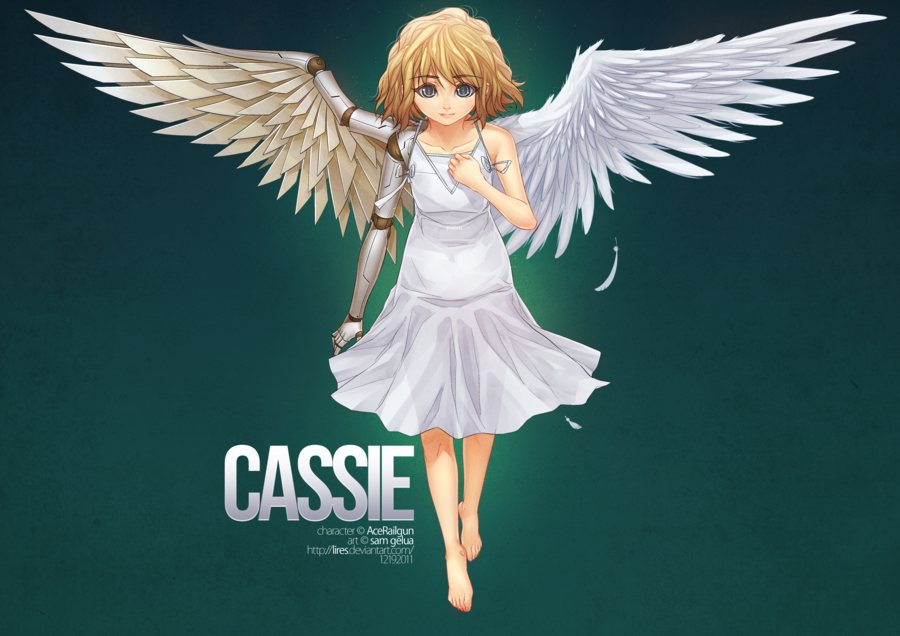 1girl, 2011, angel, angel_wings, artist_name, asymmetrical_wings, barefoot, blonde_hair