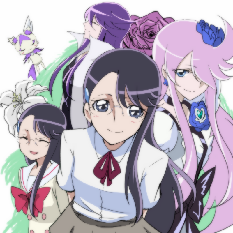 4girls, blush, cologne_(heartcatch_precure!), cure_moonlight, cure_moonlight_mirage, dress, eyelashes, female