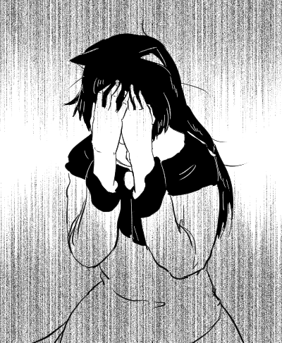 1girl, animal_ears, black_hair, covering_face, dress, embarrassed, imaizumi_kagerou, long_hair