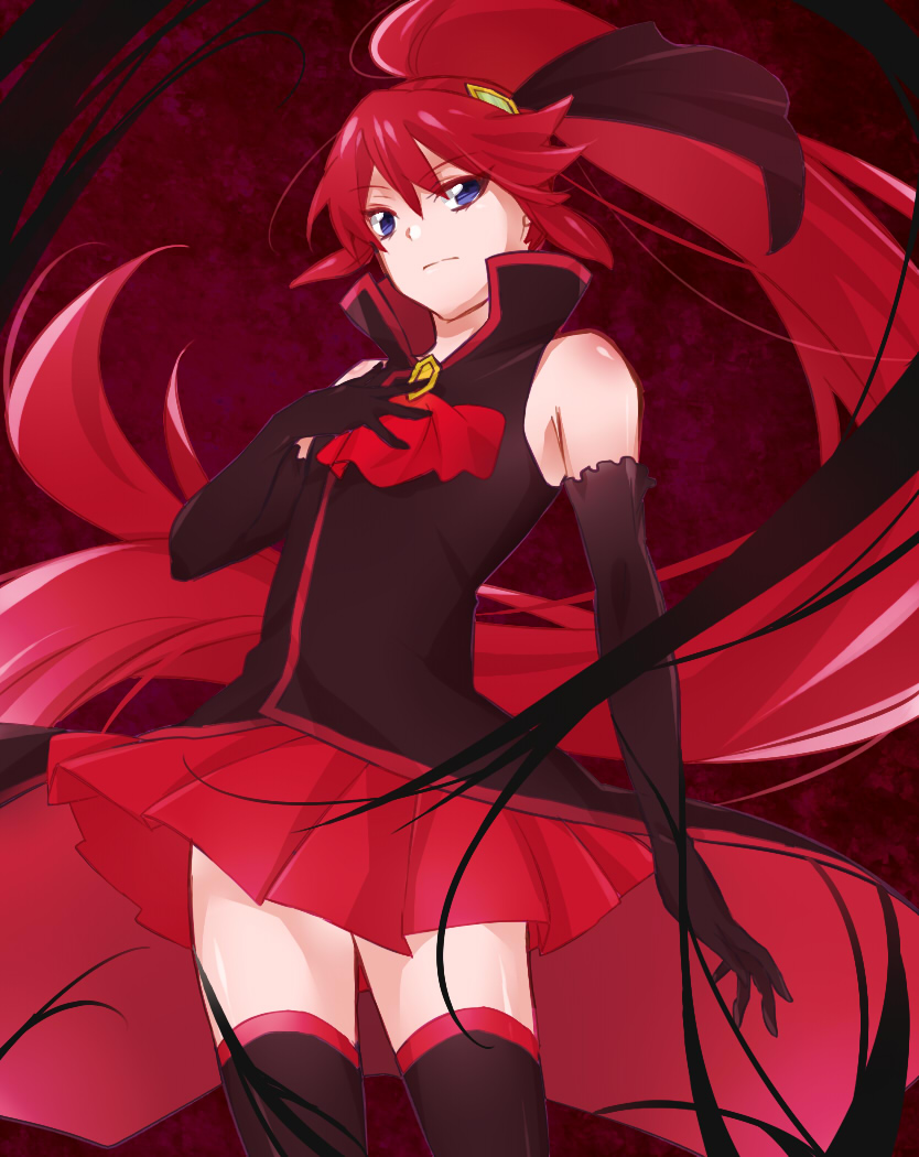 1girl, black_gloves, black_legwear, blue_eyes, coat, elbow_gloves, genderswap, gloves