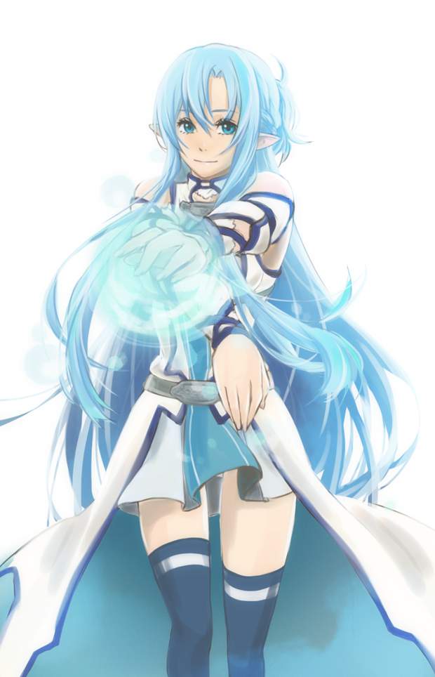 1girl, akatsubak1, asuna_(sao), asuna_(sao-alo), blue_eyes, blue_hair, long_hair, pointy_ears