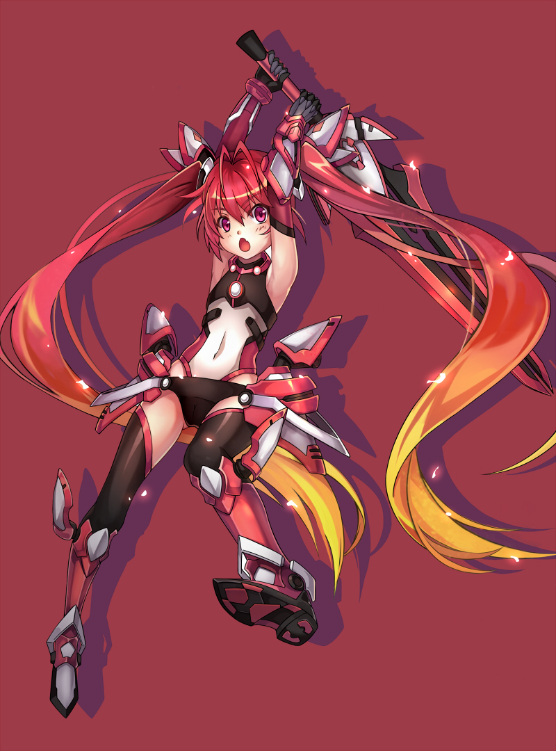 1girl, arms_up, blonde_hair, blush, gradient_hair, huazang, long_hair, multicolored_hair
