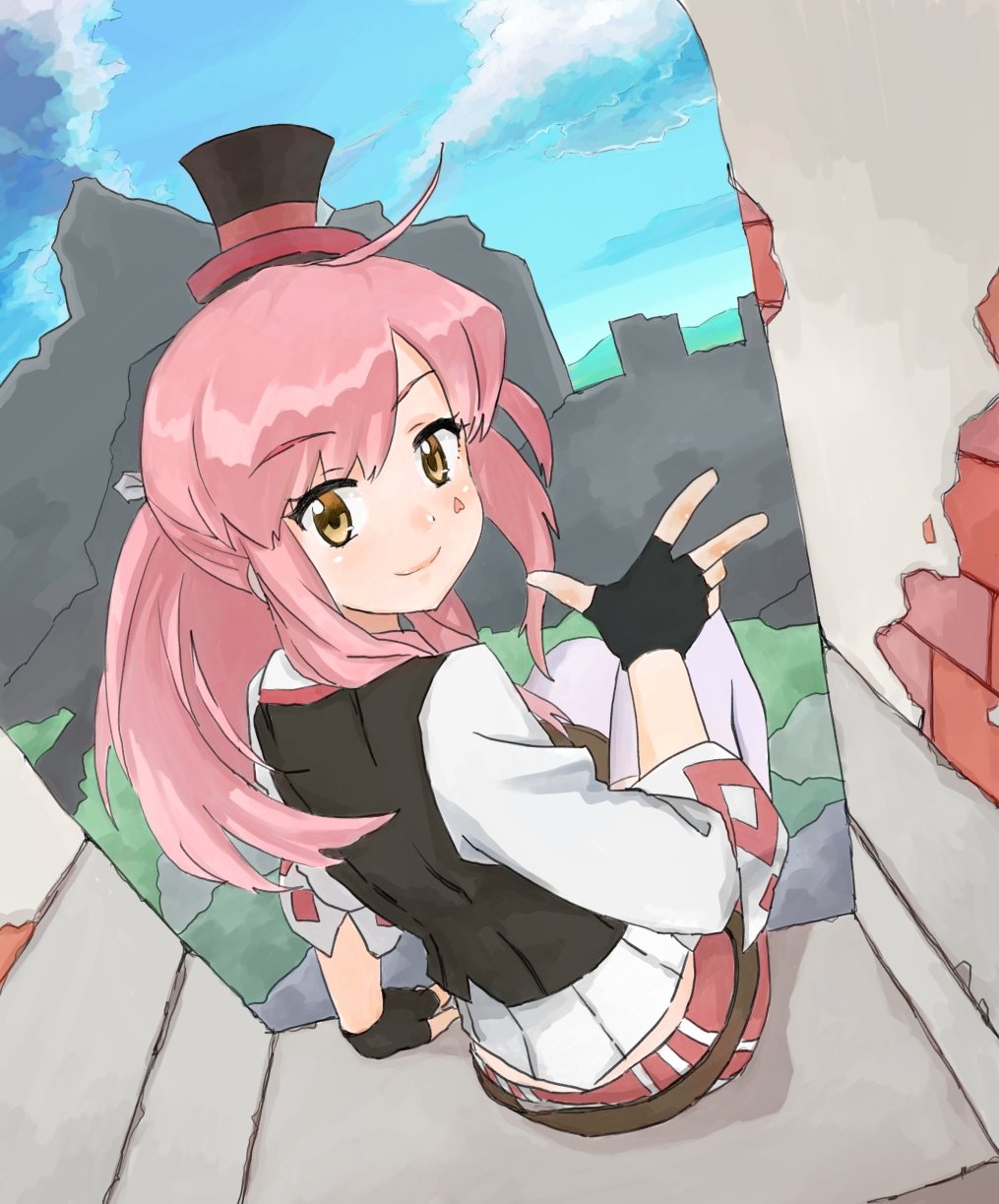 brown_eyes, facial_tattoo, fingerless_gloves, gloves, hat, heart_tattoo, highres, log_horizon