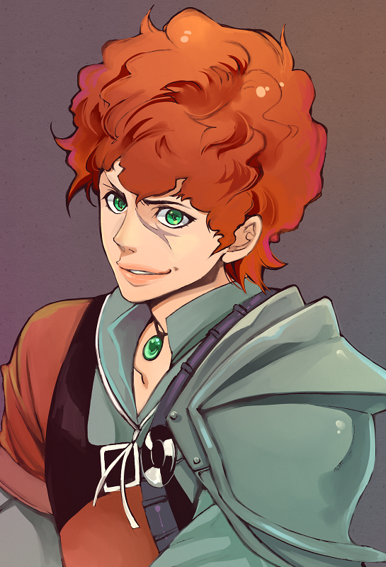 1boy, afro, bust, favaro_leone, green_eyes, jewelry, looking_at_viewer, messy_hair