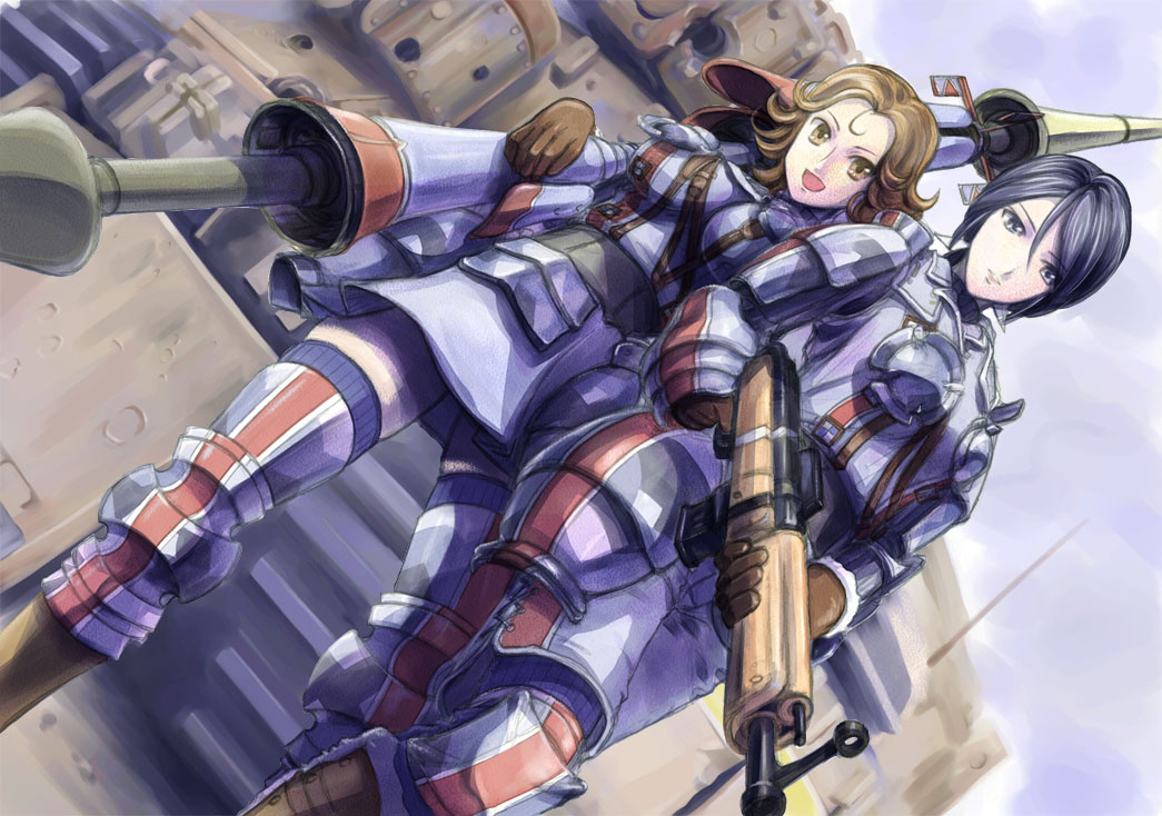 armor, audrey_heitinga, black_hair, blue_eyes, blue_hair, breastplate, brown_eyes, brown_hair
