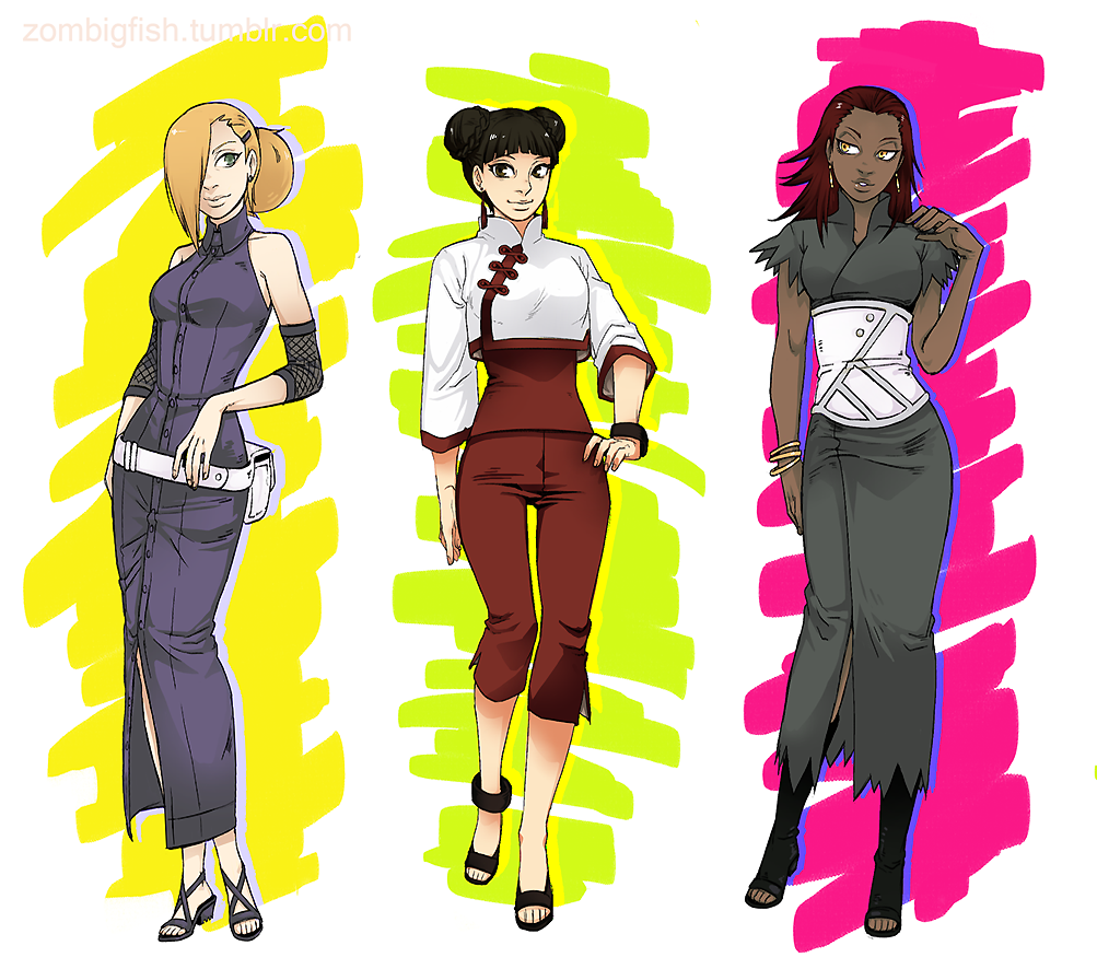 3girls, ankle_boots, black_hair, blonde_hair, boots, bracelet, breasts, capri_pants