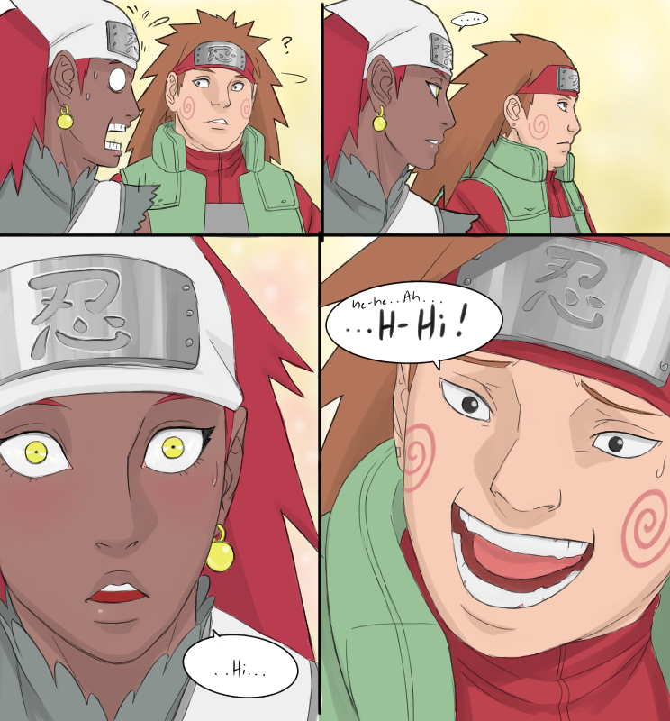 ..., 1boy, 1girl, akimichi_chouji, blush, comic, coolcatman777, dark_skin