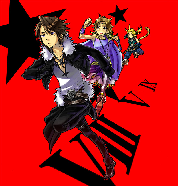 belt, blonde_hair, blue_eyes, brown_eyes, brown_hair, butz_klauser, cape, dissidia_final_fantasy