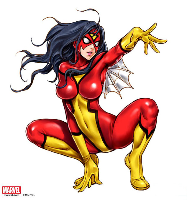 breasts, long_hair, marvel, mask, smile, spider-woman, superhero, yamashita_shun'ya