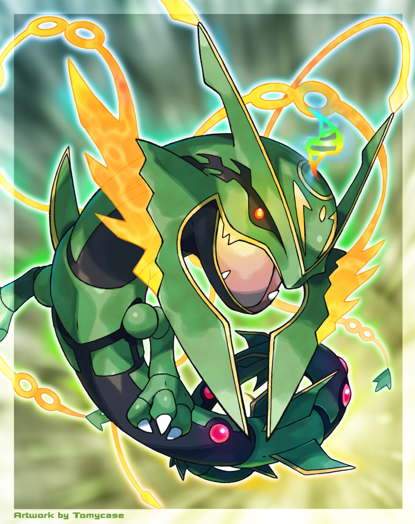 artist_name, commentary, dragon, english, fangs, highres, looking_at_viewer, mega_pokemon