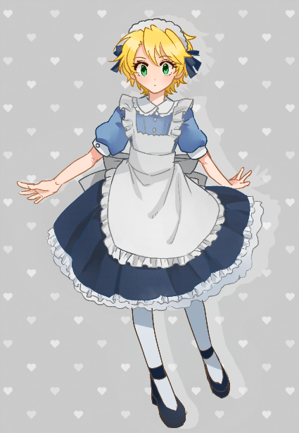 1boy, alternate_costume, apron, aqua_eyes, blush, crossdressinging, dress, enmaided