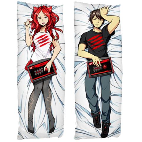 1boy, 1girl, air_jordan, animal_ears, arcade_stick, brown_hair, cat_ears, controller