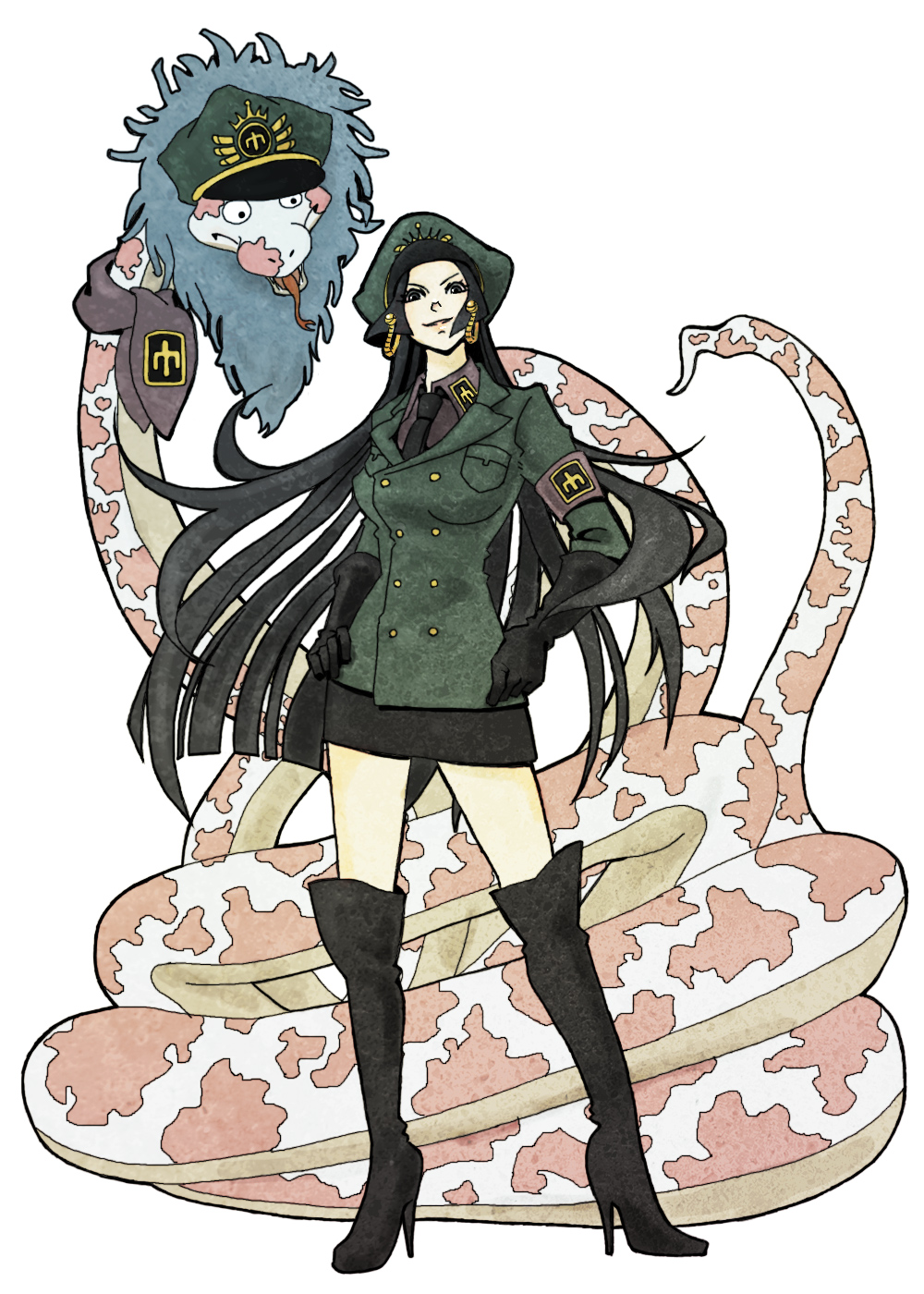boa_hancock, boots, devil_fruit, earrings, empress, female, hat, highres