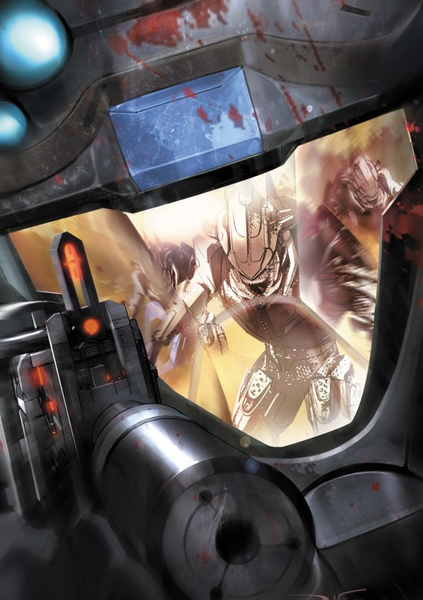 blood, elite, energy_sword, gun, halo_(game), m7, odst, reflection