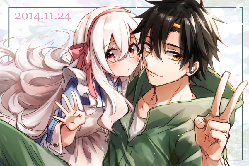 1boy, 1girl, akizuki_buranko, black_hair, dated, dress, kagerou_project, kozakura_mary