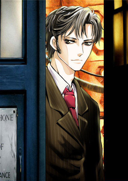 brown_eyes, brown_hair, doctor_who, formal, jacket, necktie, raye, tardis