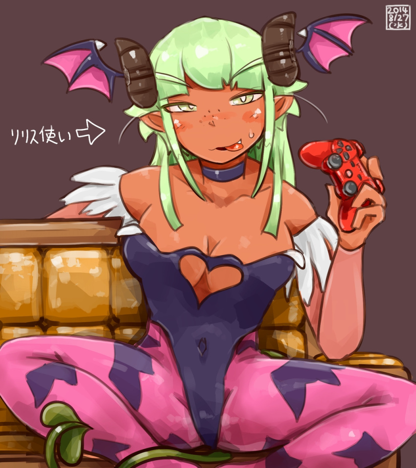 1girl, :p, alternate_hair_length, alternate_hairstyle, bare_shoulders, bat_print, blush, breasts