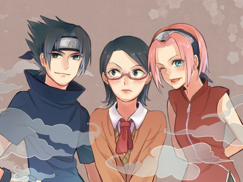1boy, 2girls, :p, black_eyes, black_hair, blue_eyes, cravat, family