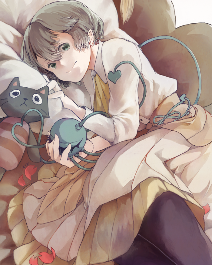 1girl, bow, eyeball, green_eyes, green_hair, heart, komeiji_koishi, mi-so