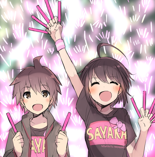 1boy, 1girl, ahoge, black_hair, brown_eyes, brown_hair, dangan_ronpa, mizuki_(koko_lost)