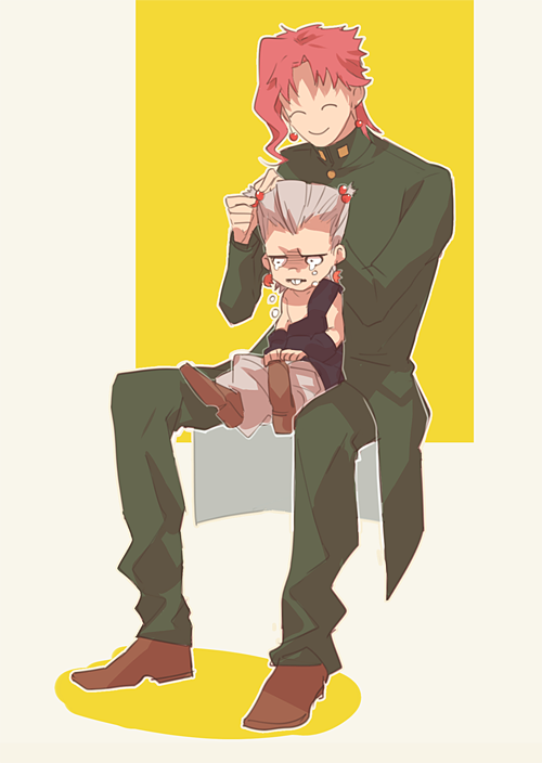 2boys, age_regression, child, gakuran, grey_hair, hair_bobbles, hair_ornament, himishiro