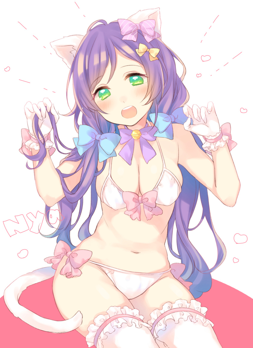1girl, alternate_costume, animal_ears, bikini, blush, bow, breasts, cat_ears